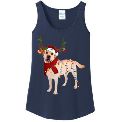 Santa Labrador Retriever Reindeer Light Christmas T Ladies Essential Tank