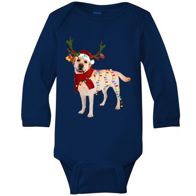 Santa Labrador Retriever Reindeer Light Christmas T Baby Long Sleeve Bodysuit