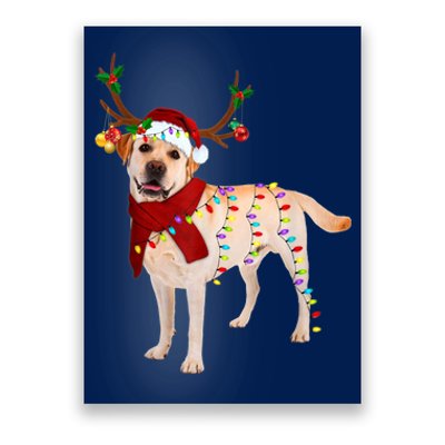 Santa Labrador Retriever Reindeer Light Christmas T Poster