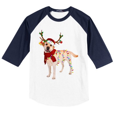 Santa Labrador Retriever Reindeer Light Christmas T Baseball Sleeve Shirt