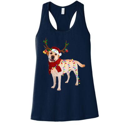 Santa Labrador Retriever Reindeer Light Christmas T Women's Racerback Tank