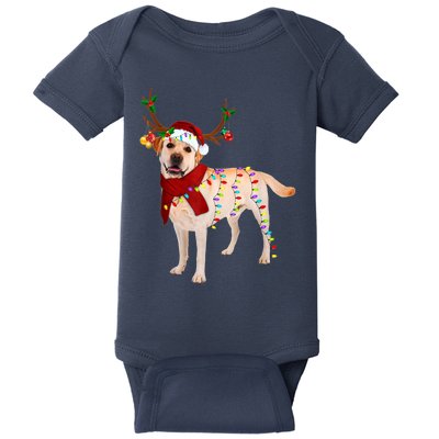 Santa Labrador Retriever Reindeer Light Christmas T Baby Bodysuit