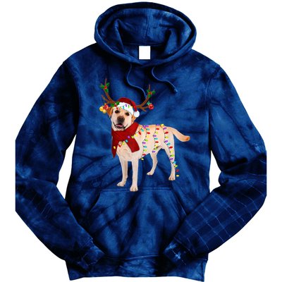 Santa Labrador Retriever Reindeer Light Christmas T Tie Dye Hoodie