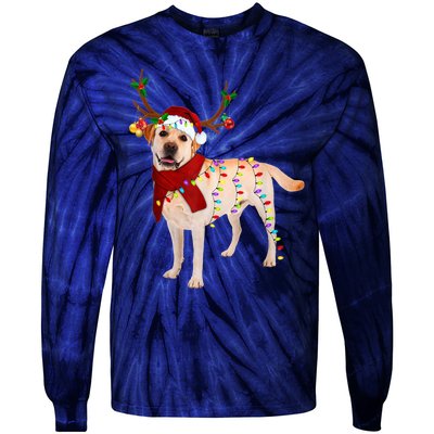 Santa Labrador Retriever Reindeer Light Christmas T Tie-Dye Long Sleeve Shirt