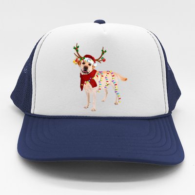 Santa Labrador Retriever Reindeer Light Christmas T Trucker Hat