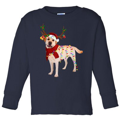 Santa Labrador Retriever Reindeer Light Christmas T Toddler Long Sleeve Shirt