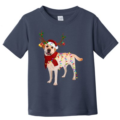 Santa Labrador Retriever Reindeer Light Christmas T Toddler T-Shirt