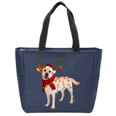 Santa Labrador Retriever Reindeer Light Christmas T Zip Tote Bag