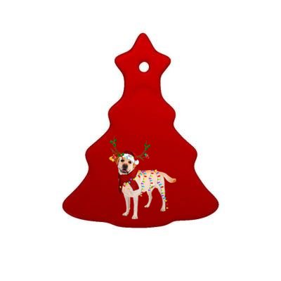 Santa Labrador Retriever Reindeer Light Christmas T Ceramic Tree Ornament