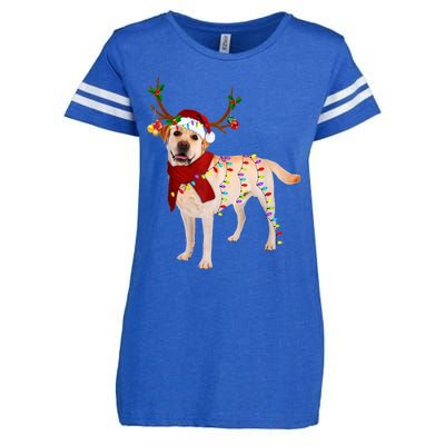 Santa Labrador Retriever Reindeer Light Christmas T Enza Ladies Jersey Football T-Shirt