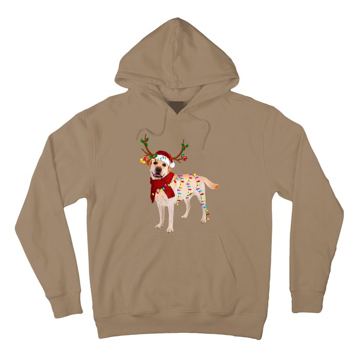 Santa Labrador Retriever Reindeer Light Christmas T Hoodie