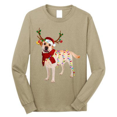 Santa Labrador Retriever Reindeer Light Christmas T Long Sleeve Shirt