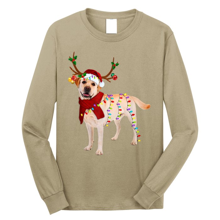 Santa Labrador Retriever Reindeer Light Christmas T Long Sleeve Shirt