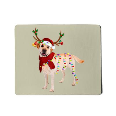 Santa Labrador Retriever Reindeer Light Christmas T Mousepad