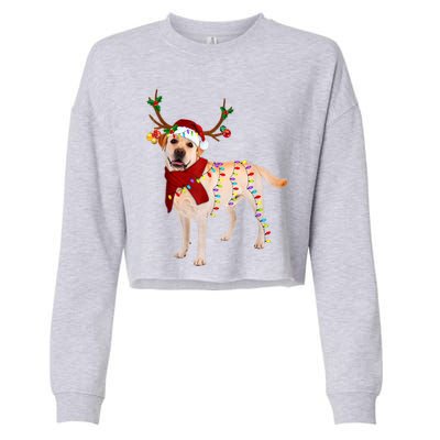 Santa Labrador Retriever Reindeer Light Christmas T Cropped Pullover Crew