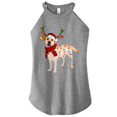 Santa Labrador Retriever Reindeer Light Christmas T Women's Perfect Tri Rocker Tank