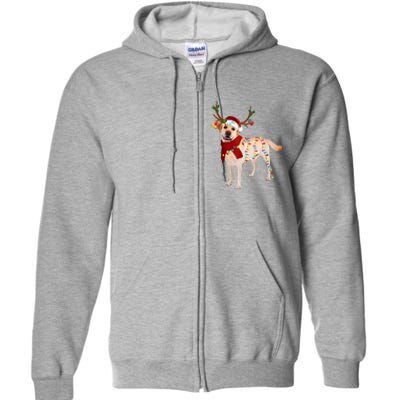 Santa Labrador Retriever Reindeer Light Christmas T Full Zip Hoodie