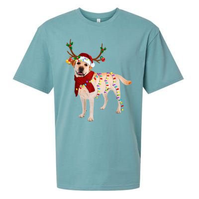 Santa Labrador Retriever Reindeer Light Christmas T Sueded Cloud Jersey T-Shirt