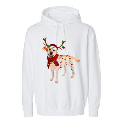 Santa Labrador Retriever Reindeer Light Christmas T Garment-Dyed Fleece Hoodie