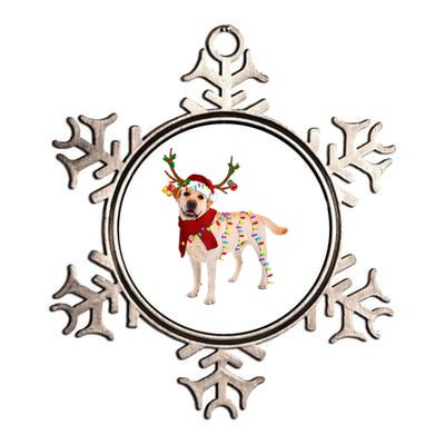 Santa Labrador Retriever Reindeer Light Christmas T Metallic Star Ornament