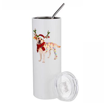 Santa Labrador Retriever Reindeer Light Christmas T Stainless Steel Tumbler