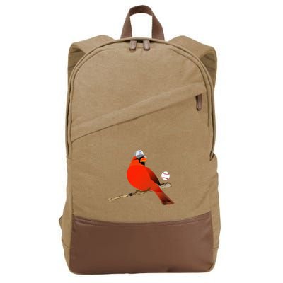 Saint Louis Red Cardinal Funny Bird Design Cotton Canvas Backpack