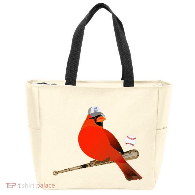 Saint Louis Red Cardinal Funny Bird Design Zip Tote Bag