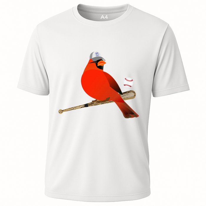 Saint Louis Red Cardinal Funny Bird Design Cooling Performance Crew T-Shirt