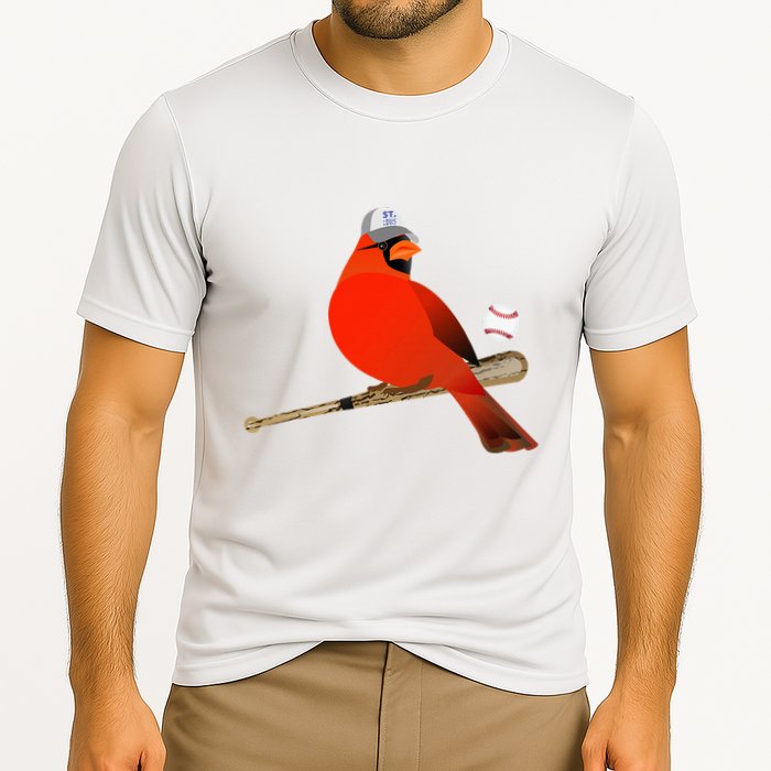 Saint Louis Red Cardinal Funny Bird Design Cooling Performance Crew T-Shirt