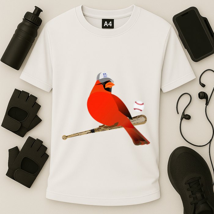 Saint Louis Red Cardinal Funny Bird Design Cooling Performance Crew T-Shirt