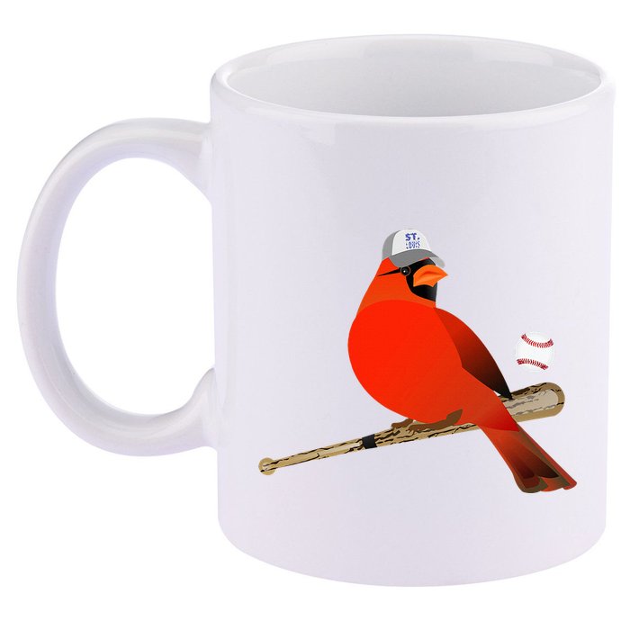 Saint Louis Red Cardinal Funny Bird Design 11oz C Handle Ceramic Mug