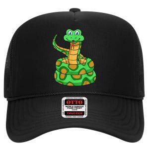 Snake Lover Reptile Cobra Python Boa Herpetologist High Crown Mesh Back Trucker Hat