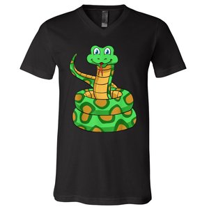 Snake Lover Reptile Cobra Python Boa Herpetologist V-Neck T-Shirt