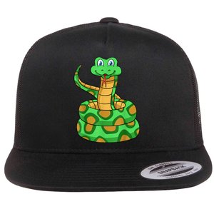 Snake Lover Reptile Cobra Python Boa Herpetologist Flat Bill Trucker Hat