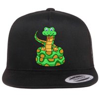 Snake Lover Reptile Cobra Python Boa Herpetologist Flat Bill Trucker Hat