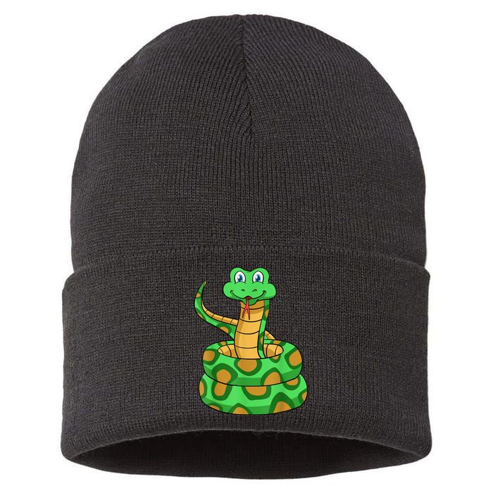 Snake Lover Reptile Cobra Python Boa Herpetologist Sustainable Knit Beanie