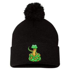 Snake Lover Reptile Cobra Python Boa Herpetologist Pom Pom 12in Knit Beanie