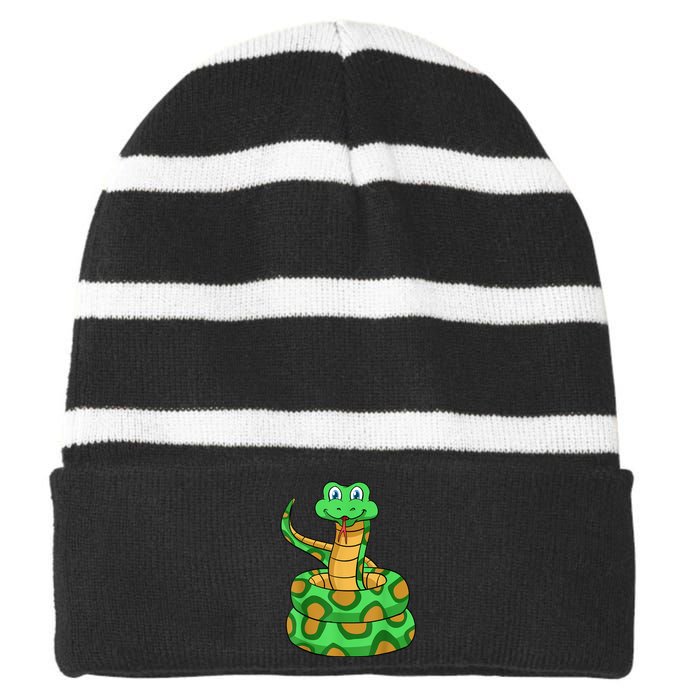 Snake Lover Reptile Cobra Python Boa Herpetologist Striped Beanie with Solid Band