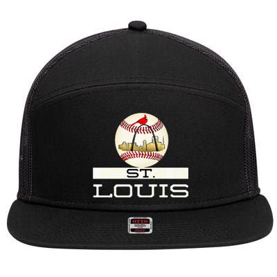 Saint Louis Red Cardinal Cool Baseball Skyline 7 Panel Mesh Trucker Snapback Hat