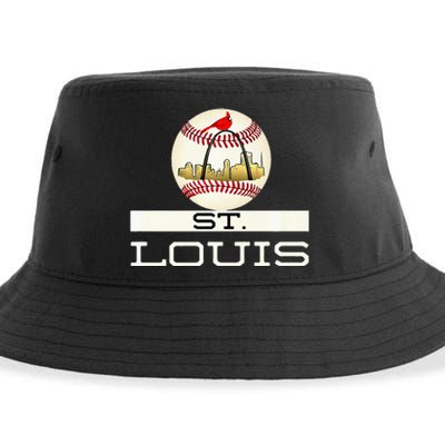 Saint Louis Red Cardinal Cool Baseball Skyline Sustainable Bucket Hat