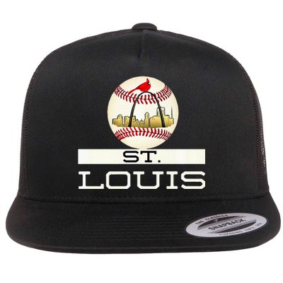 Saint Louis Red Cardinal Cool Baseball Skyline Flat Bill Trucker Hat