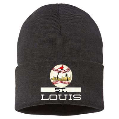 Saint Louis Red Cardinal Cool Baseball Skyline Sustainable Knit Beanie