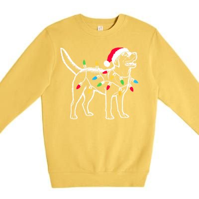 Santa Labrador Retriever Funny Christmas Lights Dog Lover Gift Premium Crewneck Sweatshirt