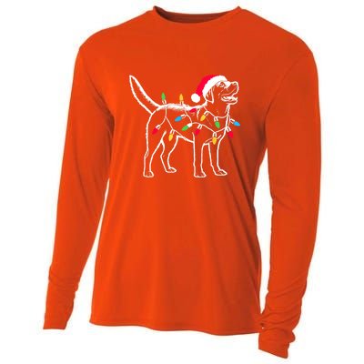 Santa Labrador Retriever Funny Christmas Lights Dog Lover Gift Cooling Performance Long Sleeve Crew