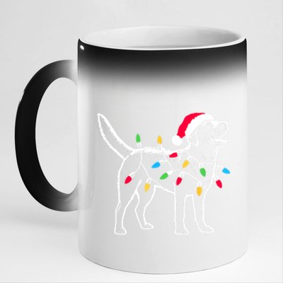 Santa Labrador Retriever Funny Christmas Lights Dog Lover Gift 11oz Black Color Changing Mug