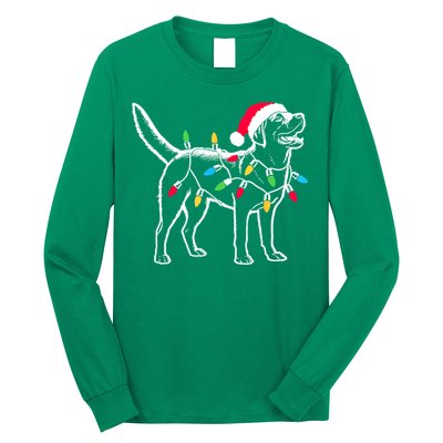 Santa Labrador Retriever Funny Christmas Lights Dog Lover Gift Long Sleeve Shirt