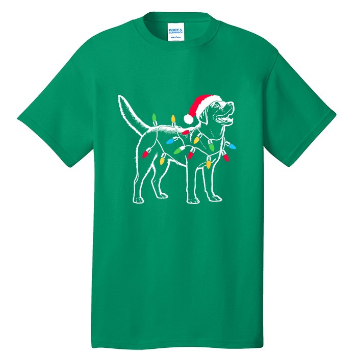 Santa Labrador Retriever Funny Christmas Lights Dog Lover Gift Tall T-Shirt