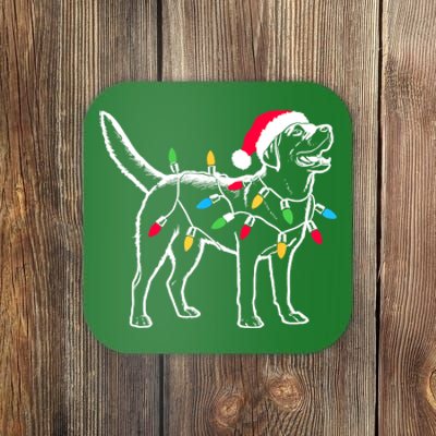 Santa Labrador Retriever Funny Christmas Lights Dog Lover Gift Coaster