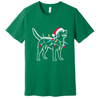 Santa Labrador Retriever Funny Christmas Lights Dog Lover Gift Premium T-Shirt