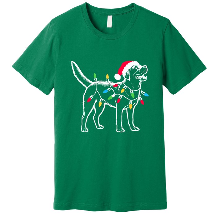 Santa Labrador Retriever Funny Christmas Lights Dog Lover Gift Premium T-Shirt